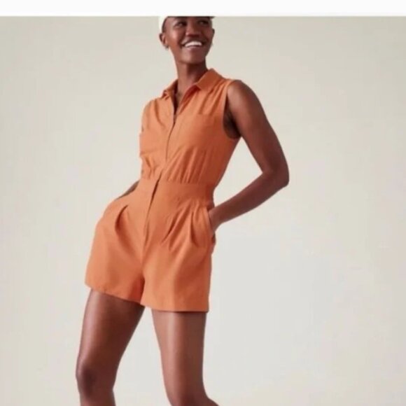 Athleta Coral Brooklyn Utility Romper Size 6 - Picture 1 of 11
